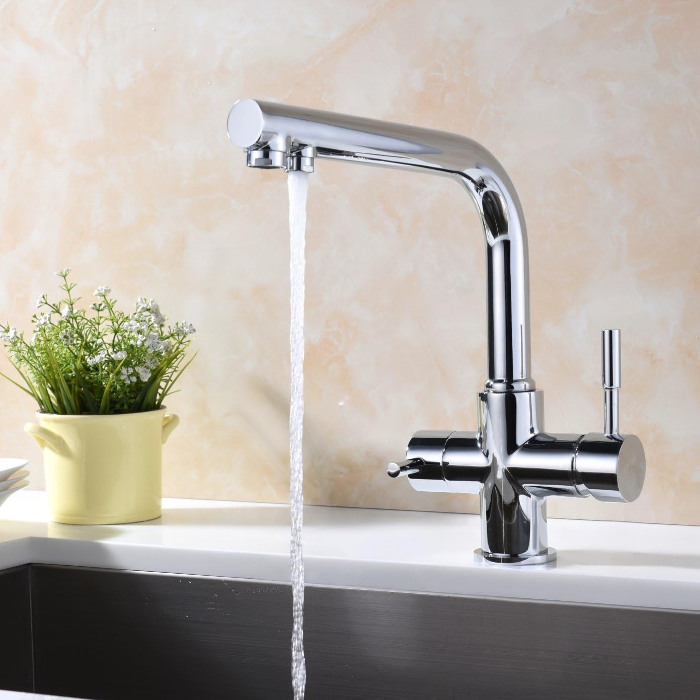 WENKEN 3 Way Kitchen Tap, Water Filter Tap, Chrome Kitchen Tap, 3 in 1