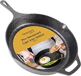 nuovva Pre Seasoned Cast Iron Skillet 12 Inch Oven Safe Frying Pan