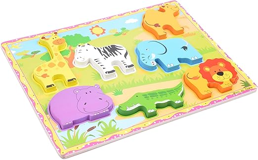 Tiny Souls Wooden 7 Animals, Zebra, Giraffe, Lion, Hippo 3D Puzzle