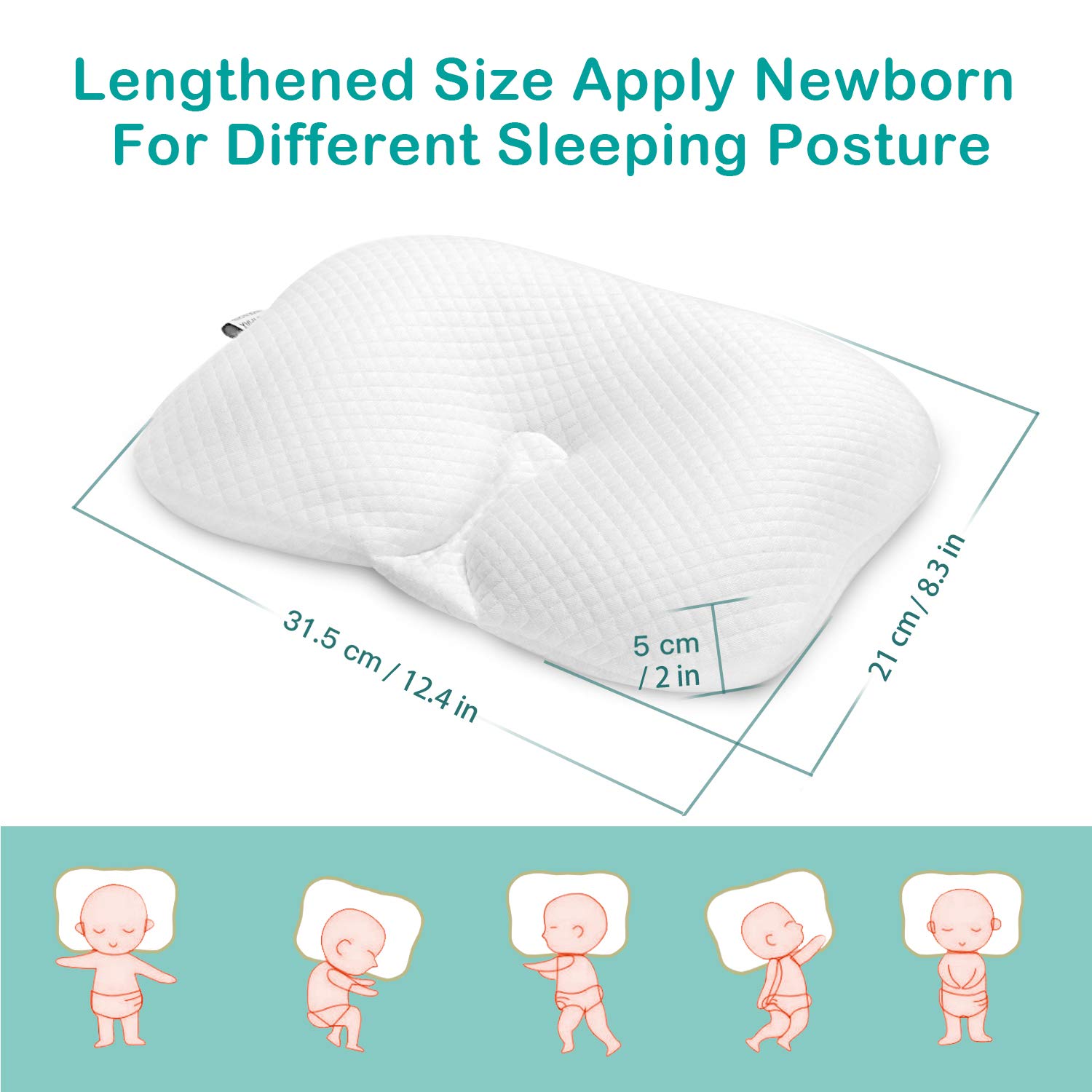 BAMMAX Newborn Pillow, Baby Newborn Pillow Flat Head, Infant Sleeping Pillow, Soft Breathable Memory Foam Baby Head Shaping Pillow Prevent Infant Flat Head Symptom Head Support for Baby 0-12 Months : Baby