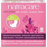 Natracare Ultra Extra Pads with Wings, Regular, Individually Wrapped, Made with Certified Organic Cotton, Ecologically Certified Cellulose Pulp and Plant Starch (1 Pack, 12 Pads Total)