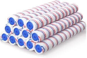 Leumoi 12 Pcs 18 Inch 1/2 Nap Paint Roller Covers Bulk Microfiber Refill Roller Cover with End Caps Painter Lint Free Paint Kit Home Repair Tools for Most Types of Surfaces