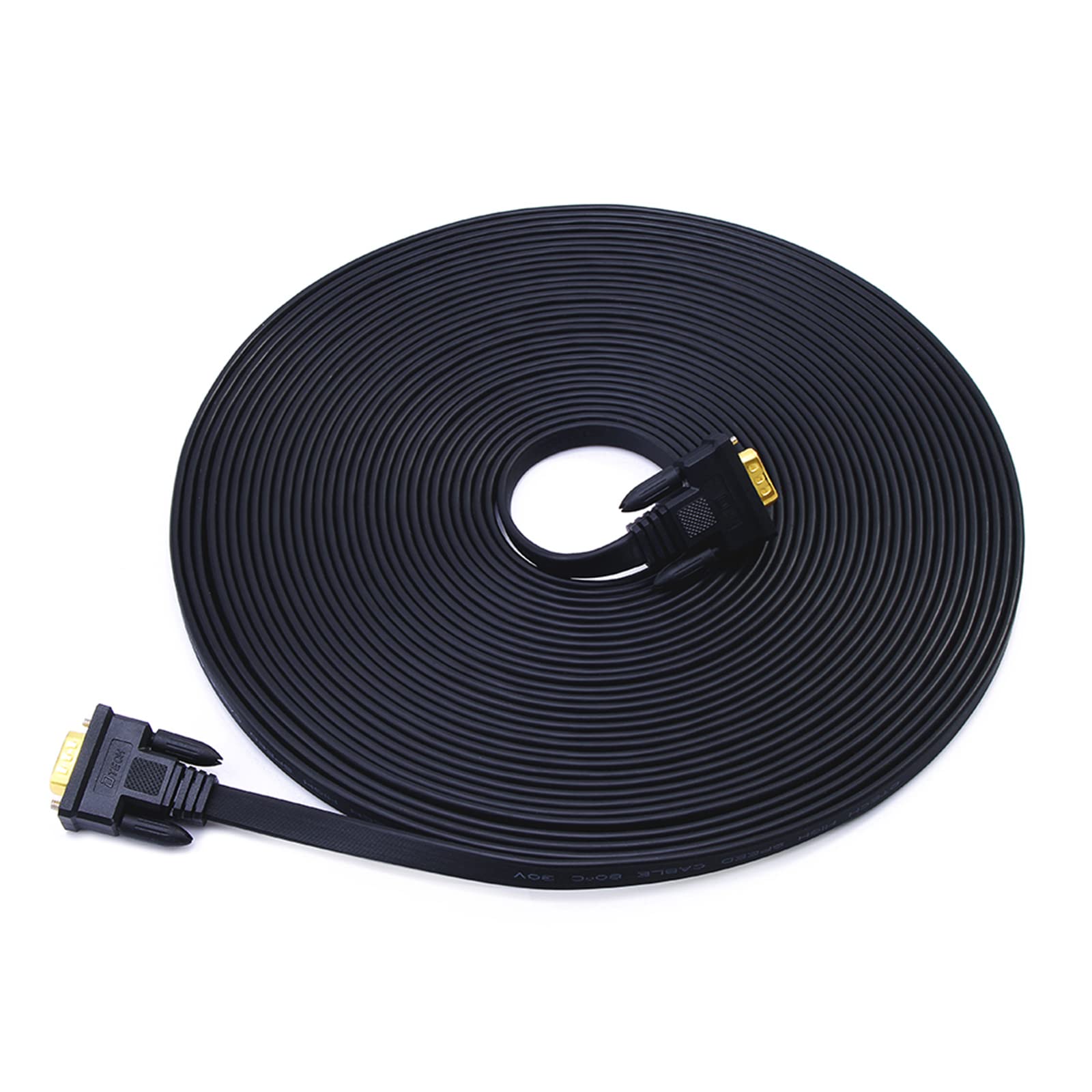 Photo 1 of DTech 65ft Extra Long VGA to VGA Cable for Computer Monitor 15 Pin Male to Male Flat VGA Cord Full HD Video (20 Meter, Black)