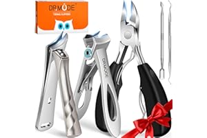 DRMODE Toenail Clippers for Seniors Thick Toenails, Large Toe Nail Clippers for Men Thick Nails with Wide Opening, Sharp Heavy Duty Ingrown Toenail Clippers Nail Cutter Long Handle with Slanted Blade