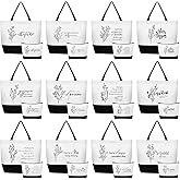 Cunno 24 Pcs Thank You Gifts Bag Bulk for Women Canvas Tote Bag for Team Coworker Staff Social Worker Nurse Teacher Volunteer(Fresh Thank You)