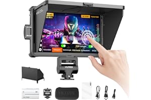 VILTROX DC-A1 2800nit Camera Field Monitor, 7" 4K 60Hz Video External DSLR Screen 1920x1080 Brightness Touchscreen with Sunshade Hood, 3DLUT, Waveform&Vectorscope Battery for Sony Canon Nikon Fuji