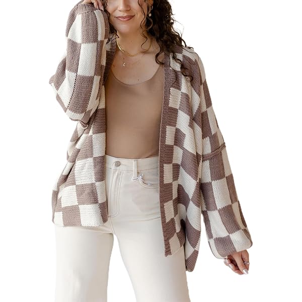 YEXPINE Women's Open Front Cardigan - Long Sleeve Button Down Knit Sweater Jacket