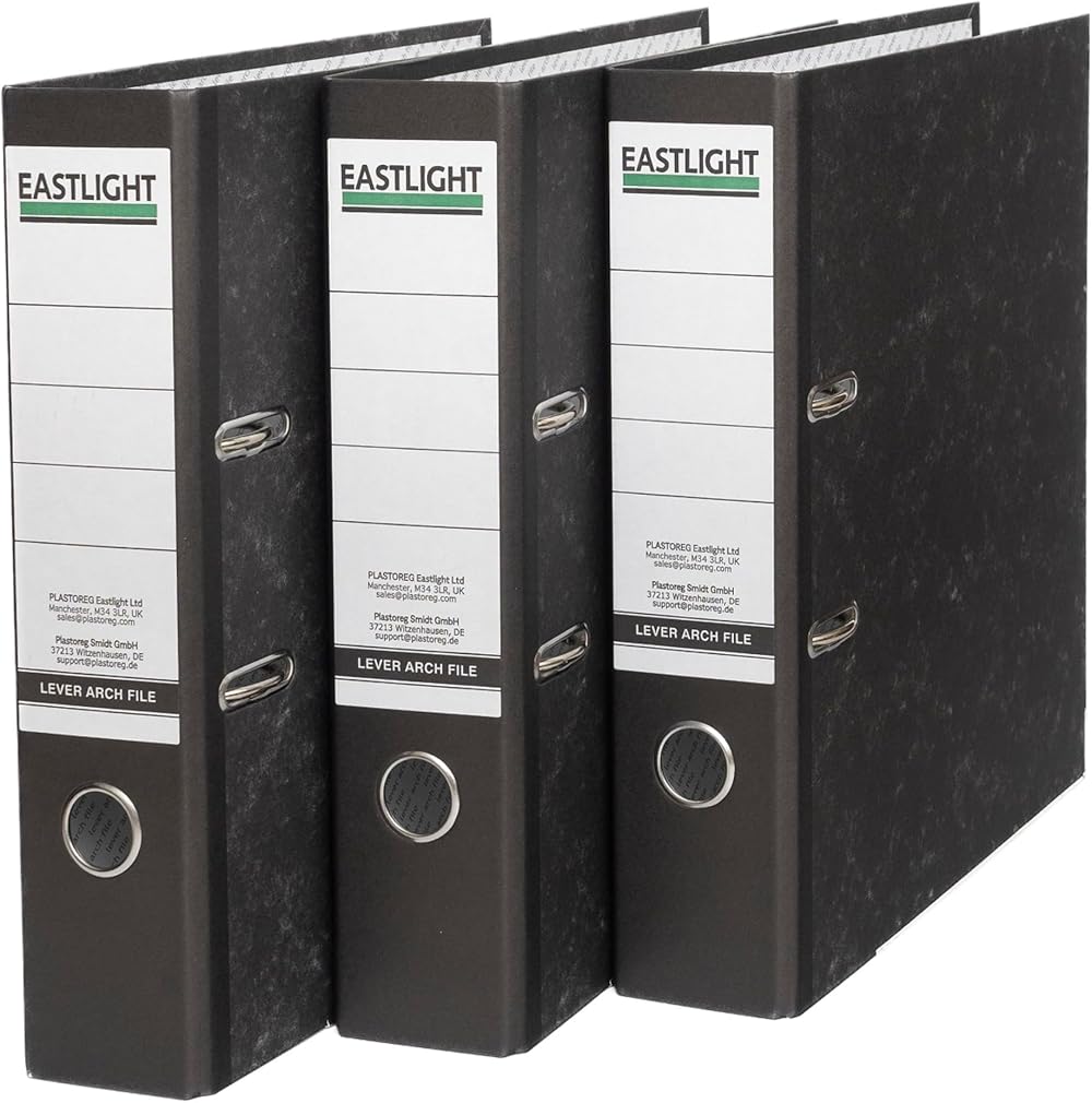 Noti Eastlight A4 Lever Arch Files Pack of 3 Black White