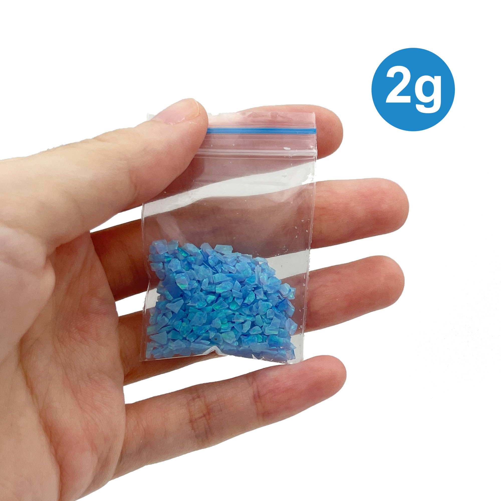 Crushed Created Opal Stone for Wood Inlay Resin Art Craft Jewelry Making DIY (Azure Blue, 2 Grams)