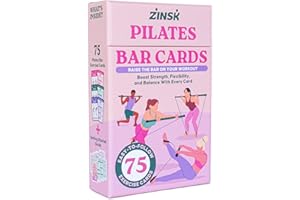 Zinsk 75 Pilates Bar Exercise Cards – Create Home Workouts That Sculpt and Tone – 3" x 5" Cards with Full Instructions – Incl
