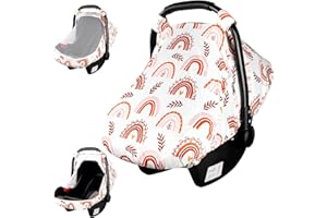 Car Seat Covers for Babies Rainbow Infant Carseat Canopy Cover with Peep Windows and Breathable Mesh, Kick-Proof, Soft Stretc