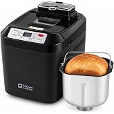 Kitchen in the Box Bread Maker, 2LB Bread Machine with Auto Nut Dispenser | 12-IN-1 Auto Bread Maker, 1.5LB/2LB Loaf, 13H Timer, 1H Keep Warm, 3 Crust Colors, Gluten-Free, Jam, Dough, Quick, Black