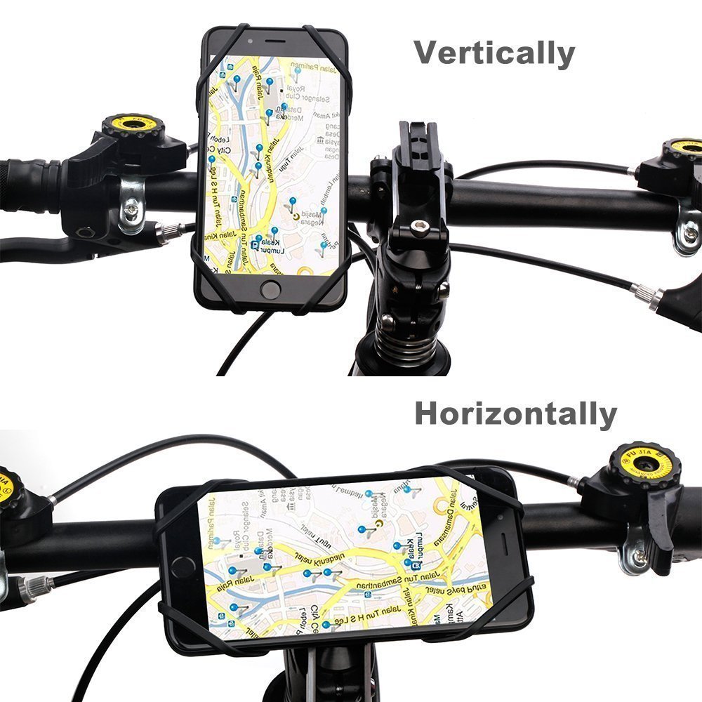 Bike Silicone Strap Mount Holder,Motorcycle by Phone Mount by Askari for iPhone X/8Plus/8/7Plus/7/6S, Galaxy S9/S9+,S8+/S8/S7/S6,LG HTC and all 4-6 Inch Smartphones[Black]