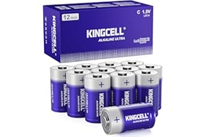 KINGCELL C Batteries 12 Pack, Alkaline Hight Performance C Battery with 10-Year Shelf Life，Long-Lasting Power 1.5V C Cell Battery for Flashlights,Remotes,Clocks,Stereos,etc.