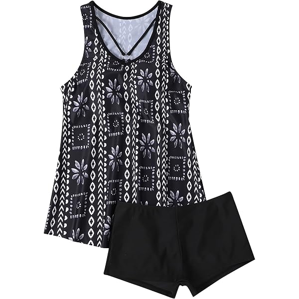 JINXUEER Women's Plus Size One Piece Swimsuit | Floral Print Swimdress With Skirt & Tummy Control