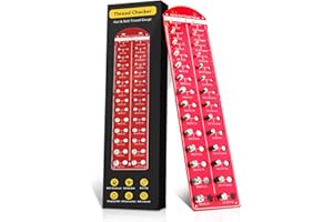 KITHING 28 Thread Checker, Bolt and Nut Identifier Gauge | Measures #6 to ½ & 4mm to 14mm | 14 Standard and 14 Metric Bolt and Screw Size Thread Gauge with Aluminum Board and SUS 304 Bolt (Red, 1#)