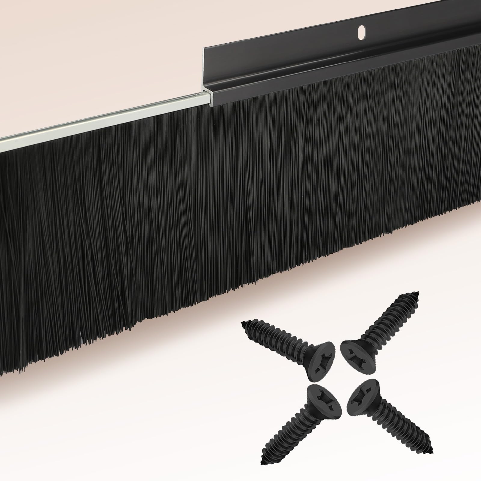 Photo 1 of 2-Pack Garage Door Brush Seal – CEPIA Black Bottom Sweep – Roll-Up Door Stripping, 2.80" Wide x 39.3" Long, Aluminum Alloy Base, Ideal for Exterior Doors and Industrial Use (78.7 in / 200 cm)