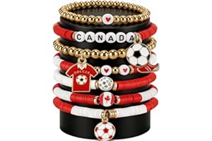 UPEOXT 7 Pcs World Cup 2026 Merchandise, Soccer Bracelet for Girls and Boys, Canada Beaded Bracelets, Women Gift Accessory, 8