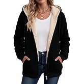 Zeagoo Women Sherpa Fleece Jacket Zip Up Thick Warm Hoodie Fall Winter Coat | Comfy Fleece Lined,Long Sleeve Full-Zip Jacket,Drawstring Hooded, Kangaroo Pocket,Casual Winter Outerwear Coat