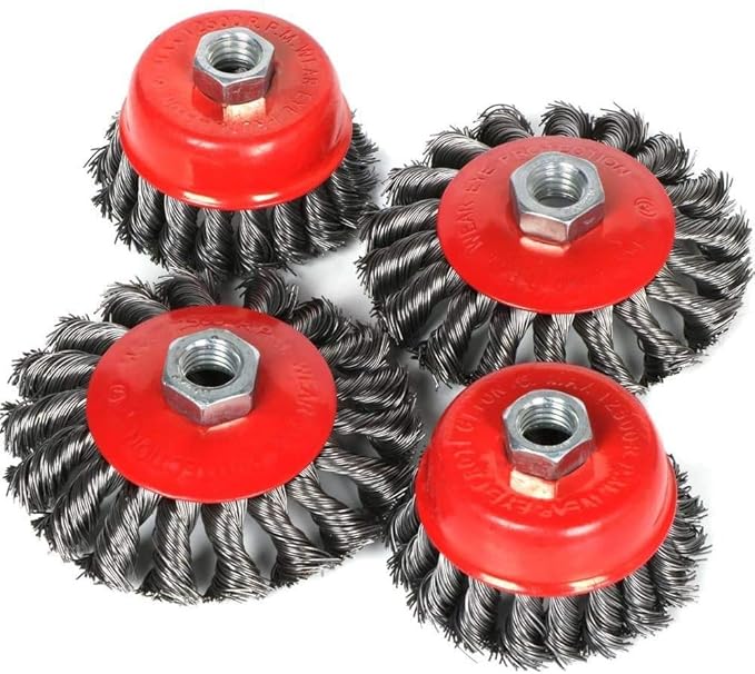 4pcs Twist Knot Wire Brush Set Kit, Fit for 115mm Angle Grinder Amazon