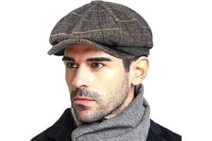 Fashion Men’s Classic Newsboy Gatsby Hat Blend Wool Vintage Flat Ivy Cabbie Cap Boyfriend Gift(Medium/Large/X-Large)