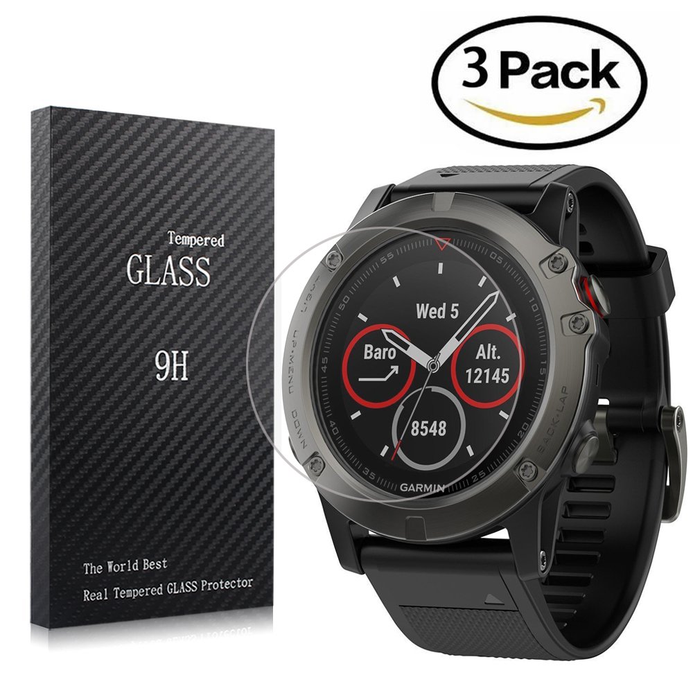 Youniker 3 Pack for Garmin Fenix 5S Screen Protector Tempered Glass for Garmin Fenix 5S Screen Protector Foils Glass 9H Hardness 0.3MM Slim, Anti-Scratch, Anti-Fingerprint, Bubble Free