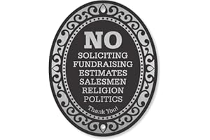 SmartSign Designer No Soliciting Sign for House - No Estimates, Salesmen, Thank You Sign for Door, Solid Aluminum, Adhesive Back, 4"x5" Small, Made in USA