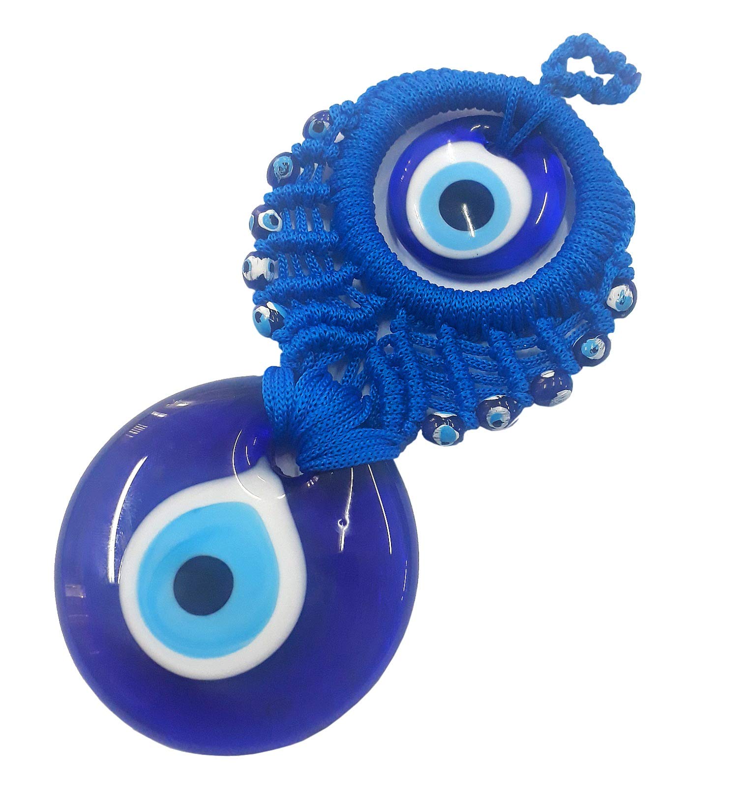Perlin Nazar Boncuk Boncugu Turkish Blue Evil Eye Wall Hanging 15 cm Ornament Amulet Decoration Home Decor Protection Blessing Gift Glass Beads Pendant for Car Home and Office