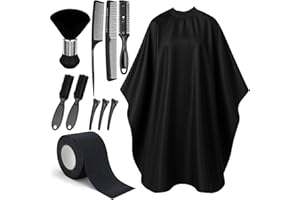 OBEOBY 10 in 1 Barber Cape Kit, Hair Cutting Cape Neck Duster Brush Combs, Clips & Cleaning Supplies for Home Men Stocking Stuffers for Christmas
