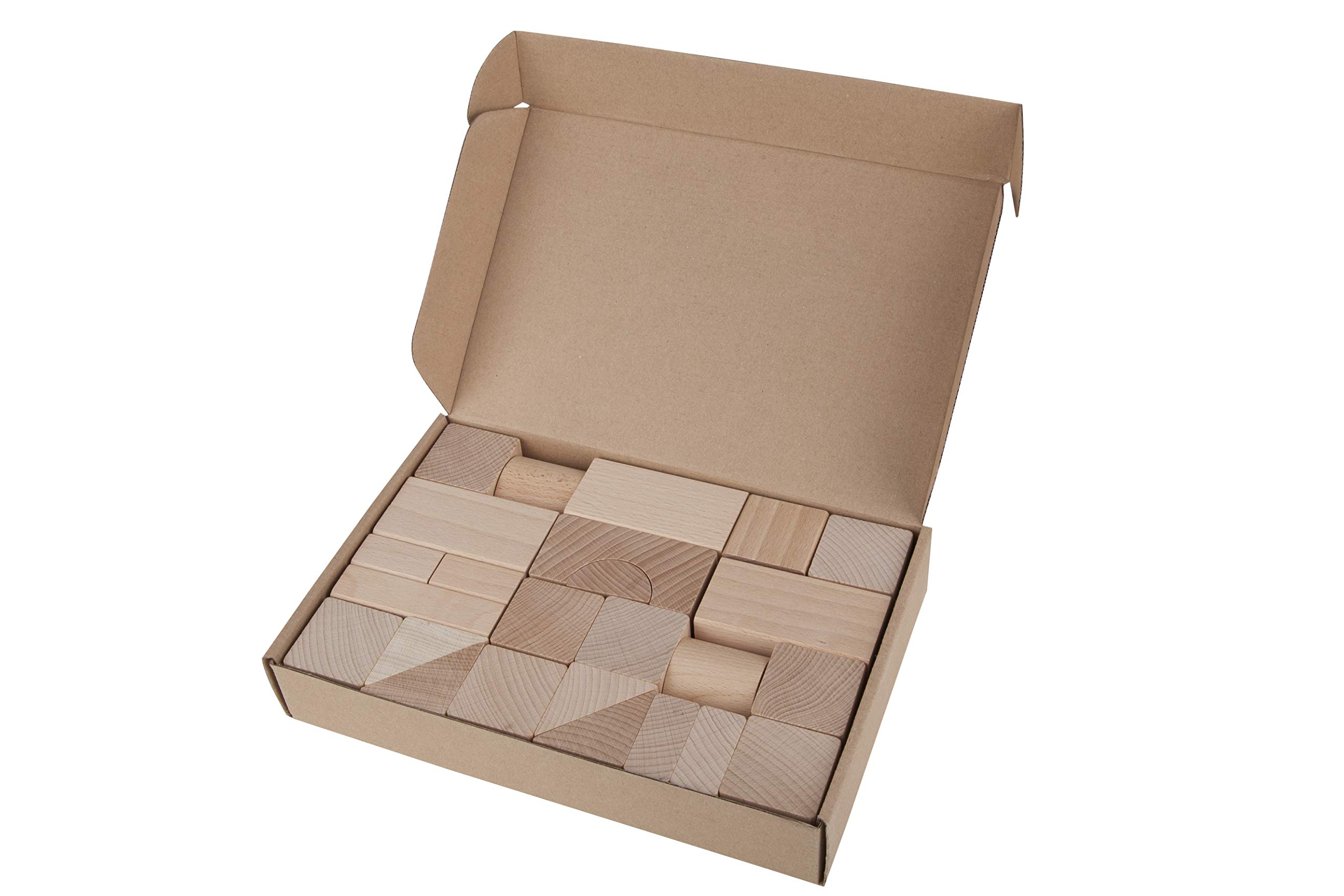 Lobito Toys Natural Wood Block Set | Non-Toxic Beechwood Made in EU | 30 Piece Developmental Toy for Screen-Free Creative Play | Bricks & Building | Gift for Boy or Girl | Blocks for 1 2 3 4 Year Olds