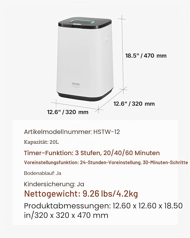 20 L Handtuchwärmer mit LED-Bildschirm und U-förmiger Kontrollleuchte, Handtuch Wärmegerät mit einstellbarem Timer für Badezimmer, Bademantel, Decke und Pyjama, automatische Abschaltung, weiß
