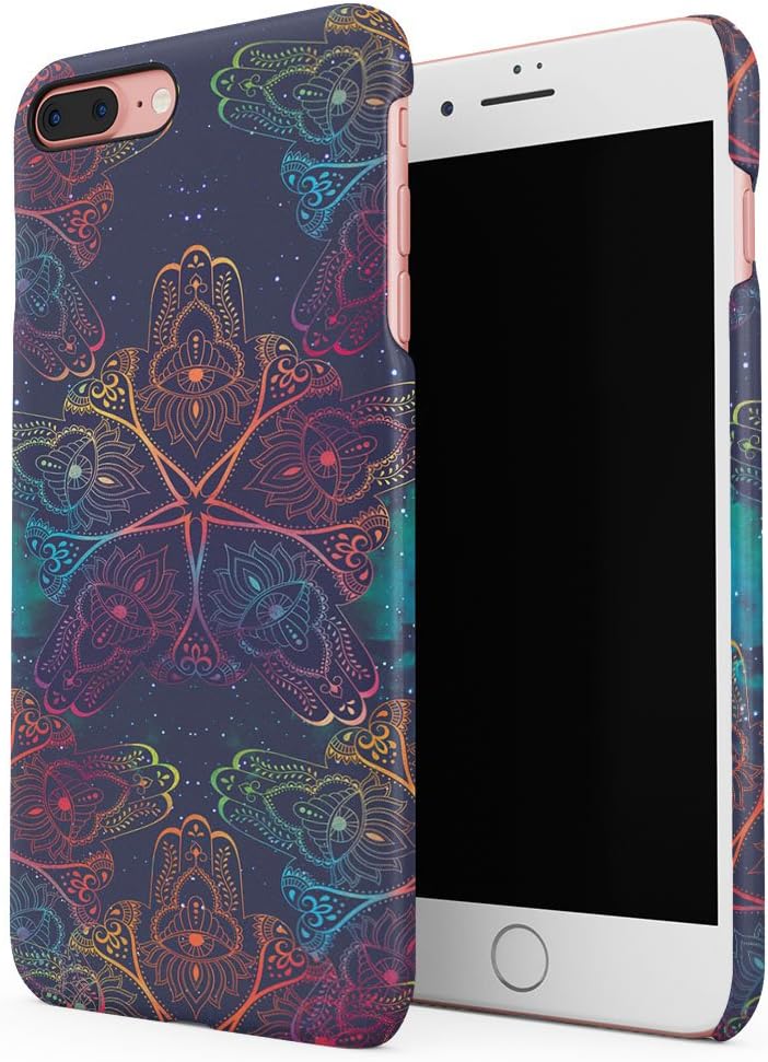 Colourful Rainbow Hamsa Pattern Hard Thin Plastic Phone Case Cover For iPhone 7 Plus & iPhone 8 Plus