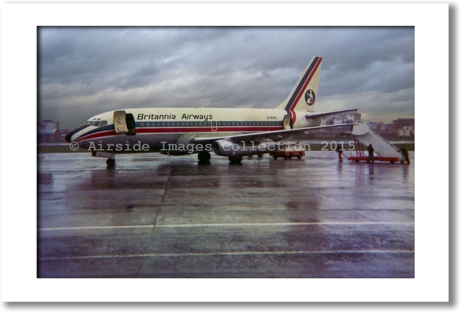 Mounted Aviation Print - Britannia Airways 737 at Rome