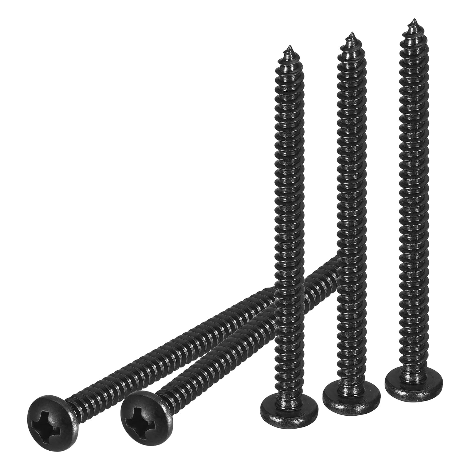 DTGN #7x2" Phillips Pan Head Self-tapping Screw - 100Pack - Black Oxide 304 Stainless Steel Sheet Metal Screws Wood Screws