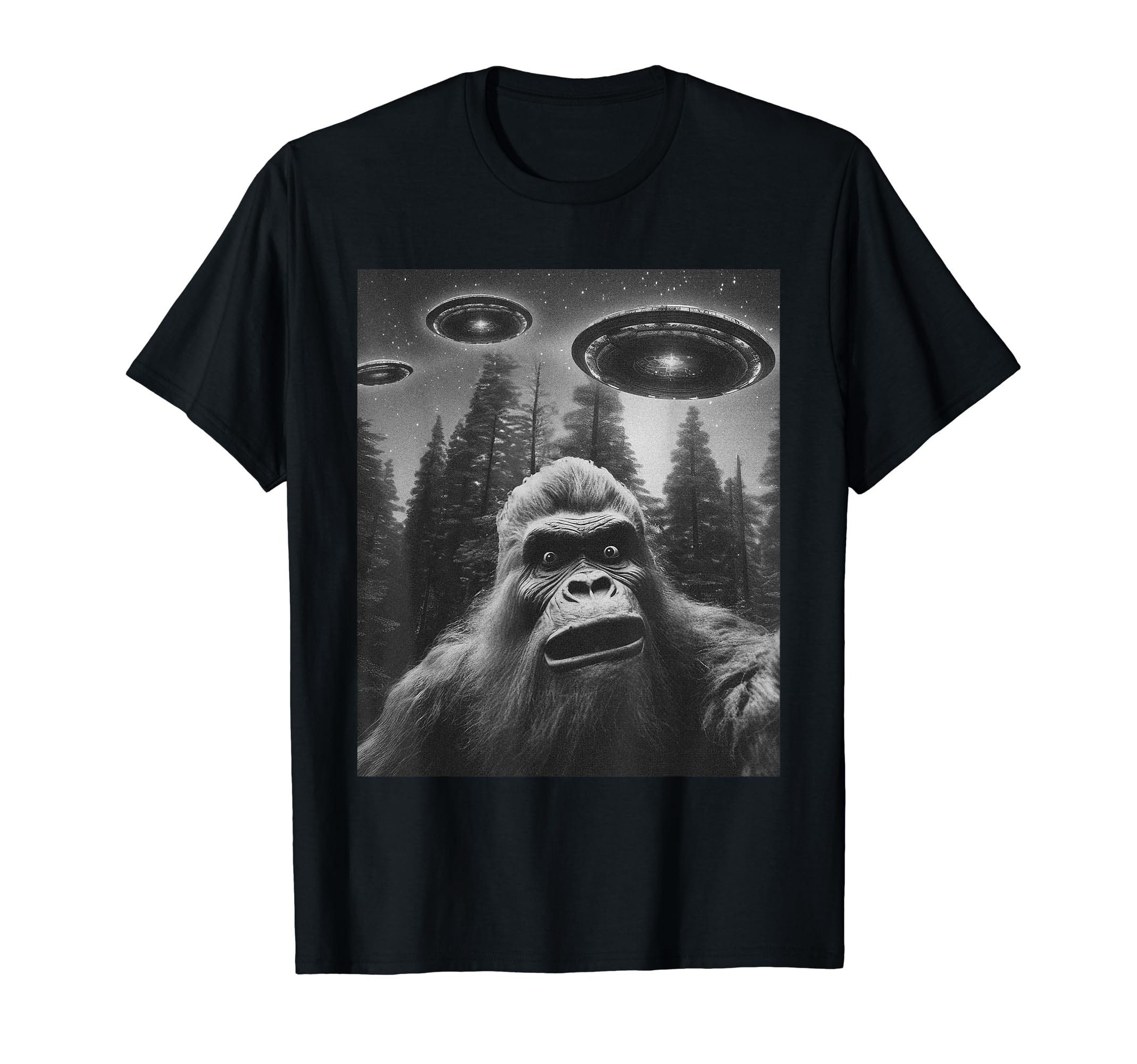 CAT CAT Funny Graphic Tee For Men Women Bigfoot Sasquatch Alien UFO T-Shirt