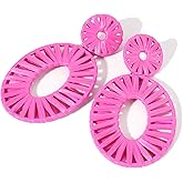 Statement Raffia Earrings Boho Drop Dangle Earrings for Women Handmade Fashion Earring Bohemian Gift Jewelry for Girls