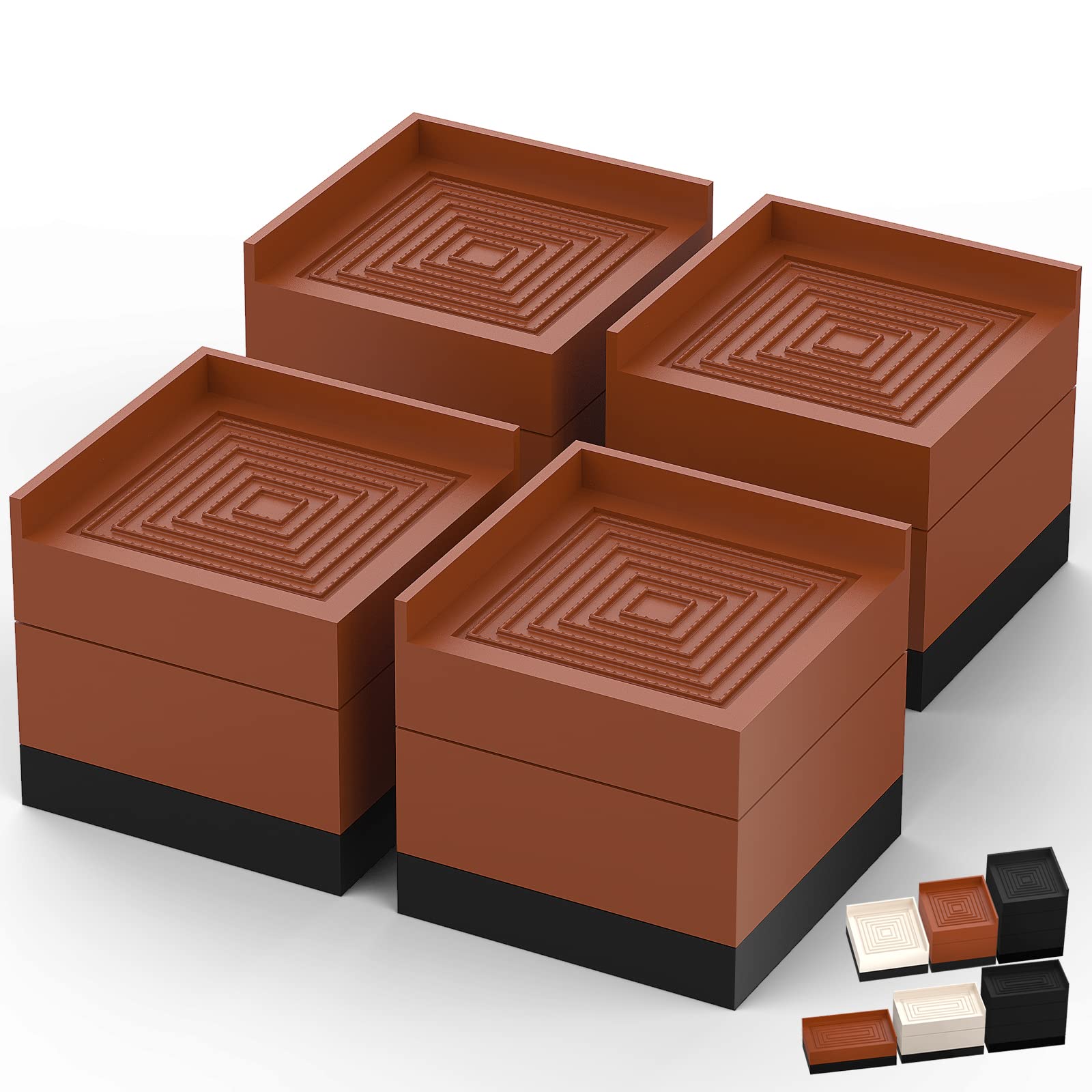 Photo 1 of Tclouda Furniture Risers, Bed/Sofa/Desk/Table/Chair Leg/Fridge Lifts to 1.5, 3 and 4 in, Square Adjustable Risers Blocks for Extenders, Heavy Duty Supports Up to 1300 Lbs, 3 in-Brown-Square