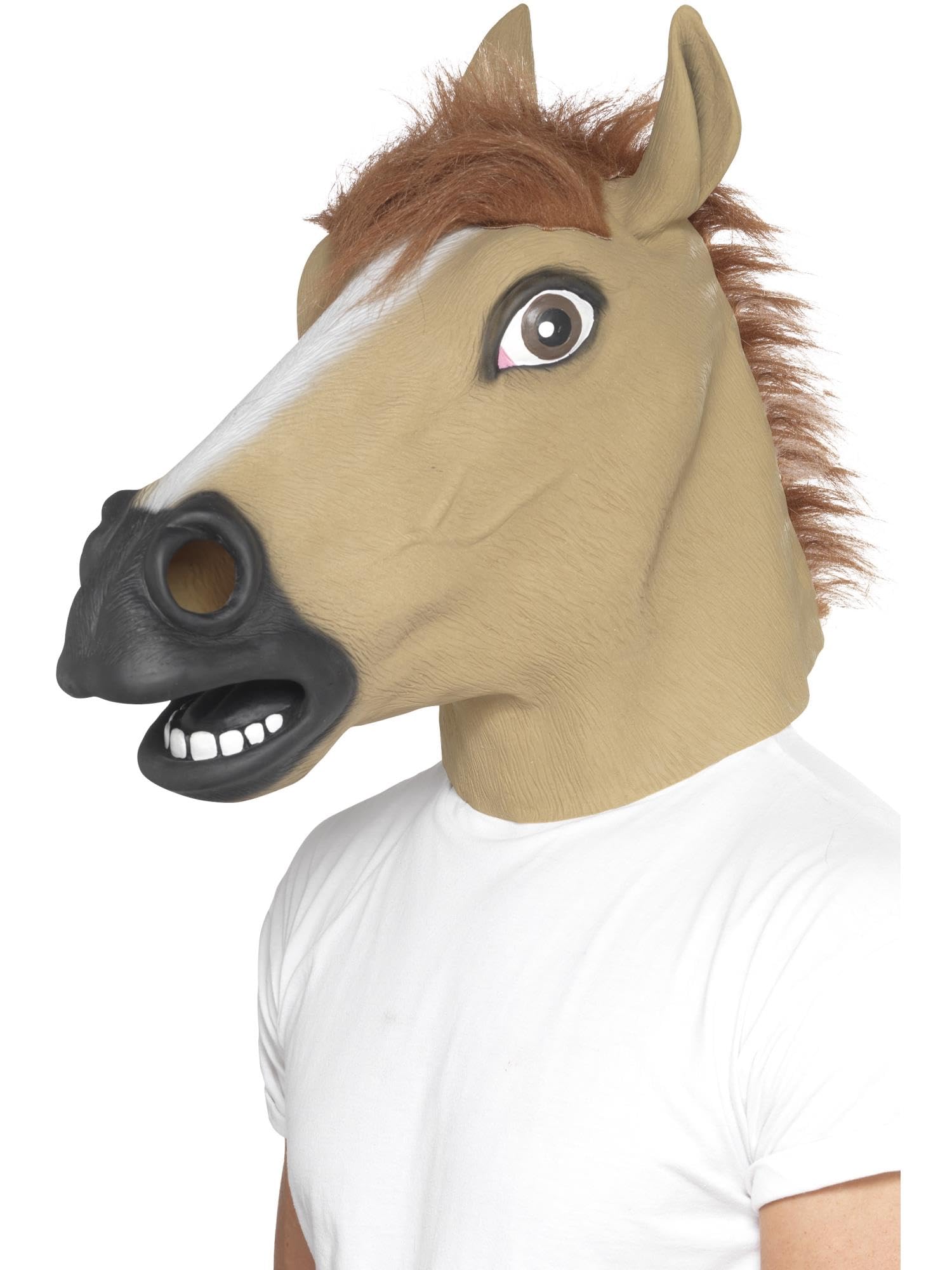 Smiffys Horse Mask, Brown Full Overhead, Latex, with Fur, Party Animals Fancy Dress, Animal Dress Up Masks