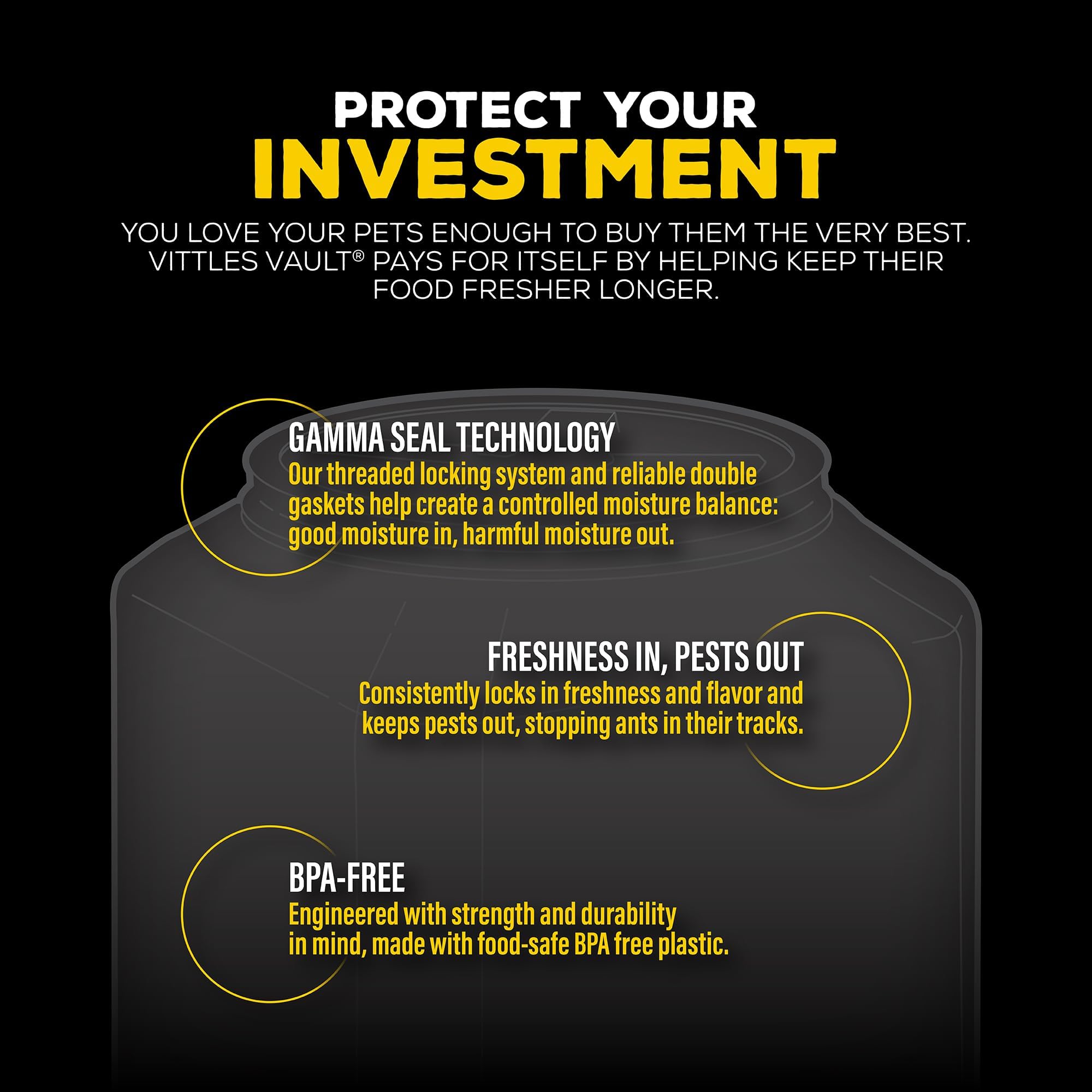 Gamma2 Vittles Vault Stackable Dog Food Storage Container, Up to 60