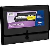 Avery Expanding File Folder Organizer, 7-Pocket Accordion File Organizer, Black, Holds 425 Letter/A4-Size Sheets (73550)