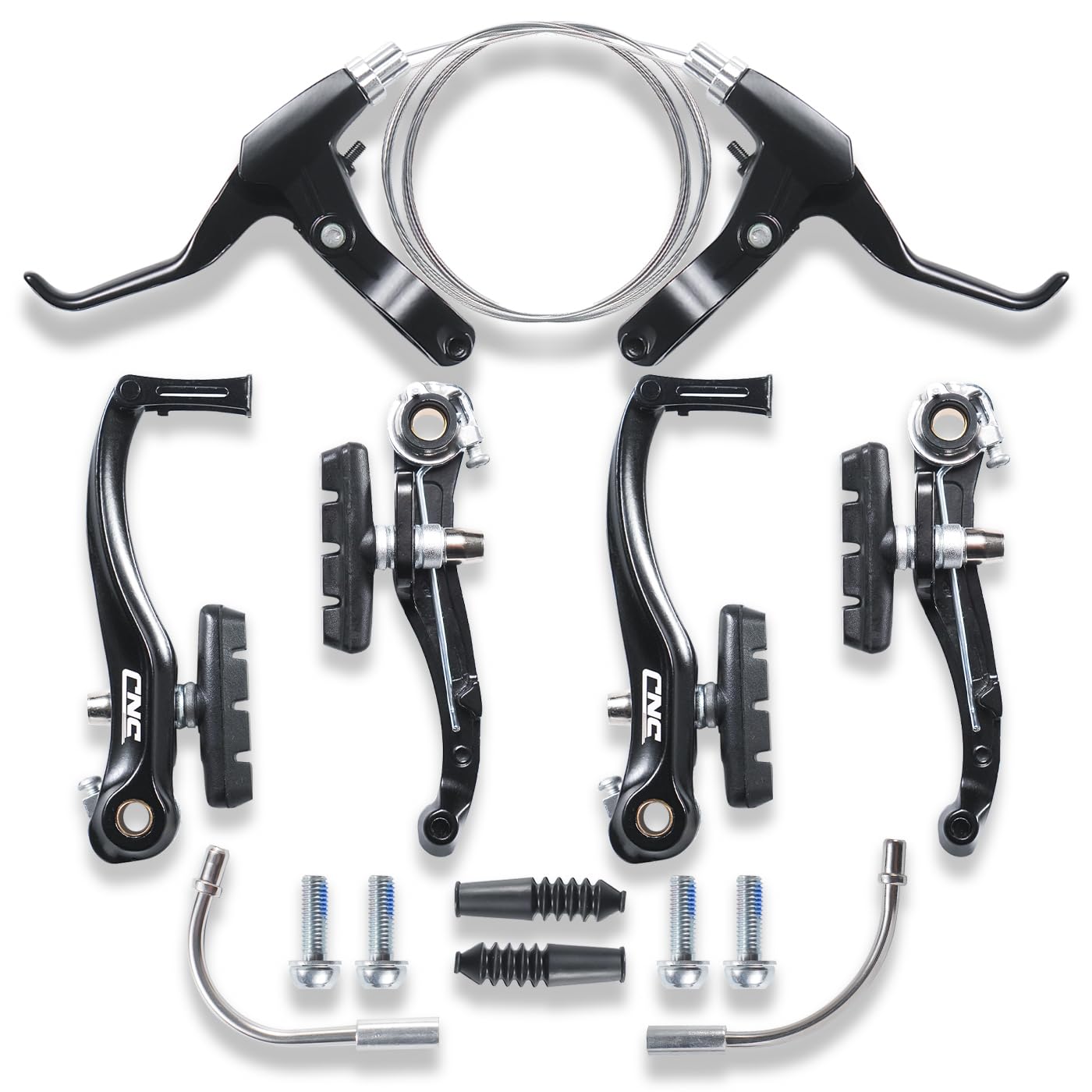 CNCLOL Bike V Brake Set, Bicycle V Brake Set Front& Rear, V Brake Caliper Set For Road/Mountain/MTB/BMX/Kids Bike.Black