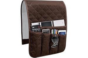 AUVCAS Sofa Armrest Organizer Non-Slip Arm Chair Bedside Caddy Storage Organizer for Recliner Couch with 5 Pockets for Cell P