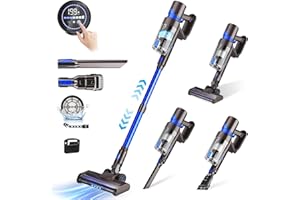 KCLASO Cordless Vacuum Cleaner, 550W 45KPA 50Min Vacuum Cleaners for Home, Self-Standing Stick Vacuum with Touch Screen, 3 Power Modes, Rechargeable Battery, Handheld Vacuum for Pet Hair Carpet Floor