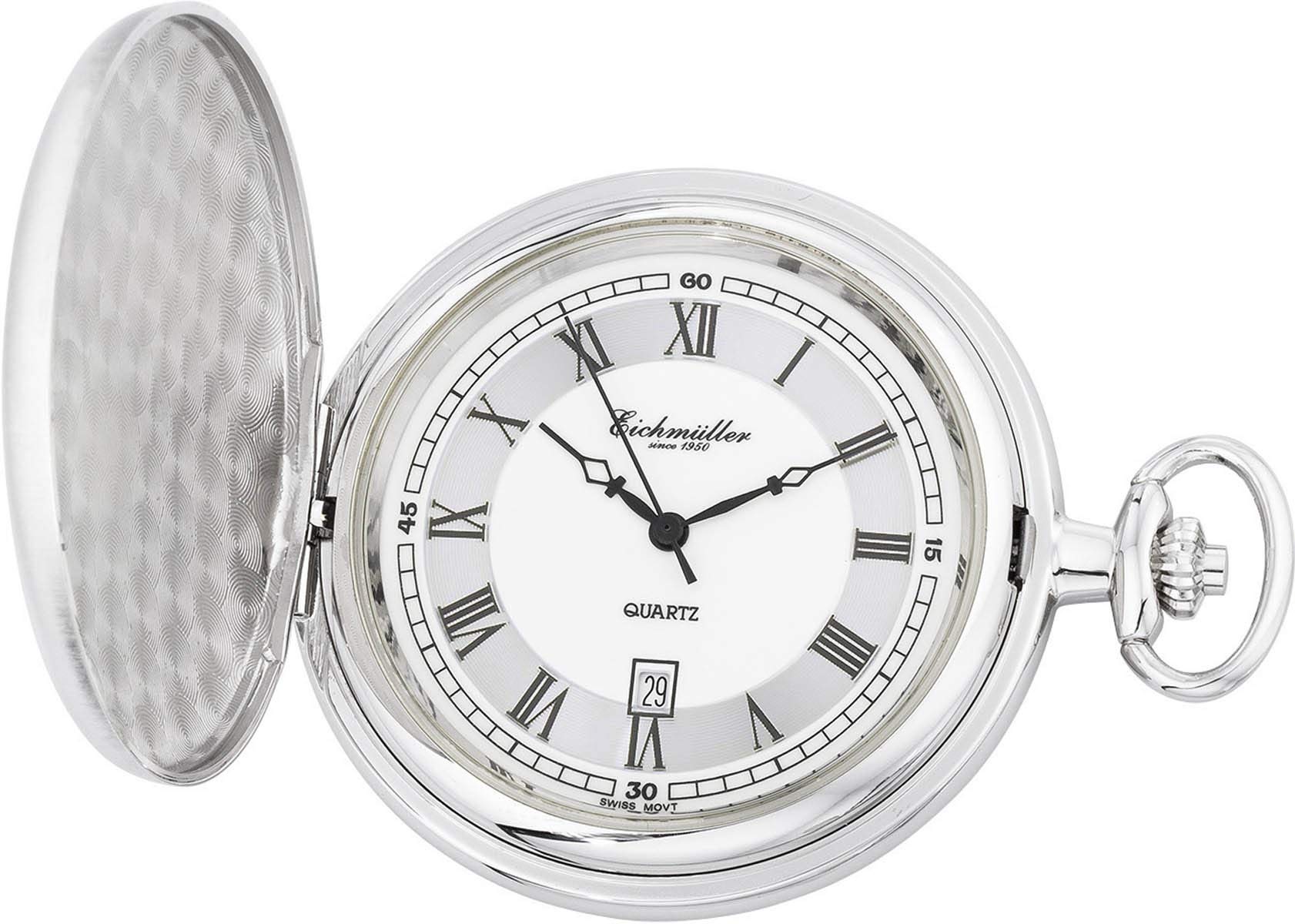 Pocket Watch with Spring Lid, PVD Coated, Ronda 515