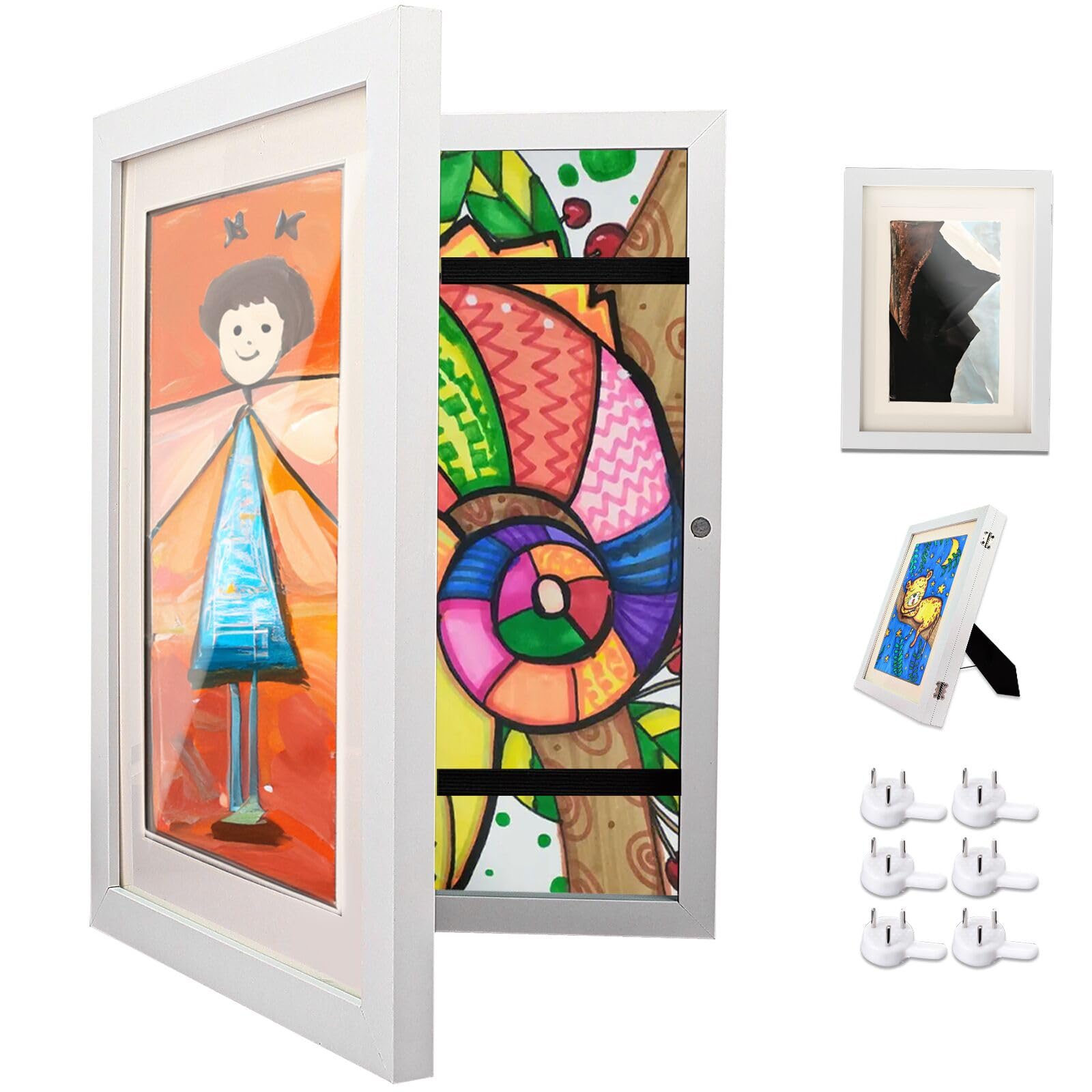 Ciscle Kids Art Frames, 1 Pack A4 Fillable Front Opening Photo Frames, Display Frames for Kids Artwork for 150 Pictures, Ideal for Children's Drawings, Kids Art Projects, School, Home or Office(White)