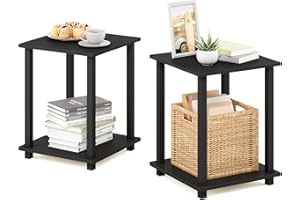 Furinno Simplistic Set of 2 End Table, Americano/Black