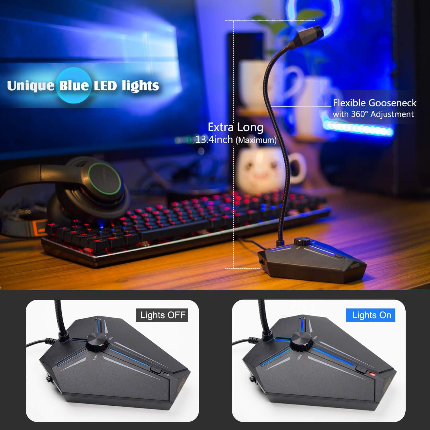 Computer Microphone, CMTECK G006Plus USB Desktop Condenser PC Laptop Mic, Volume Knob, Mute Button with LED Indicators, Compatible with Windows/Mac (Black with Knob): Computers & Accessories