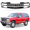 CarPartsDepot Front Grille Chrome Shell With Black Insert Grill Compatible With CHEVROLET 1988-1993 C/K 1500 2500 3500 & 1992-1993 Blazer GM1200142