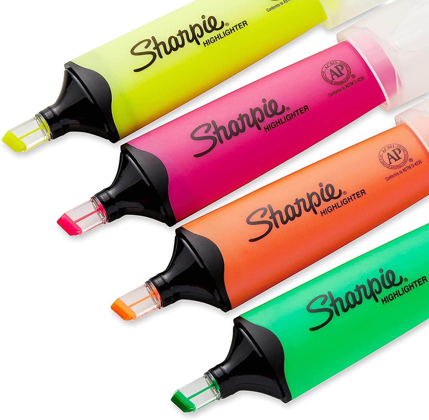 Sharpie 1912769 Clear View Highlighters, Chisel Tip, Assorted Colors, 4-Count : Office Products