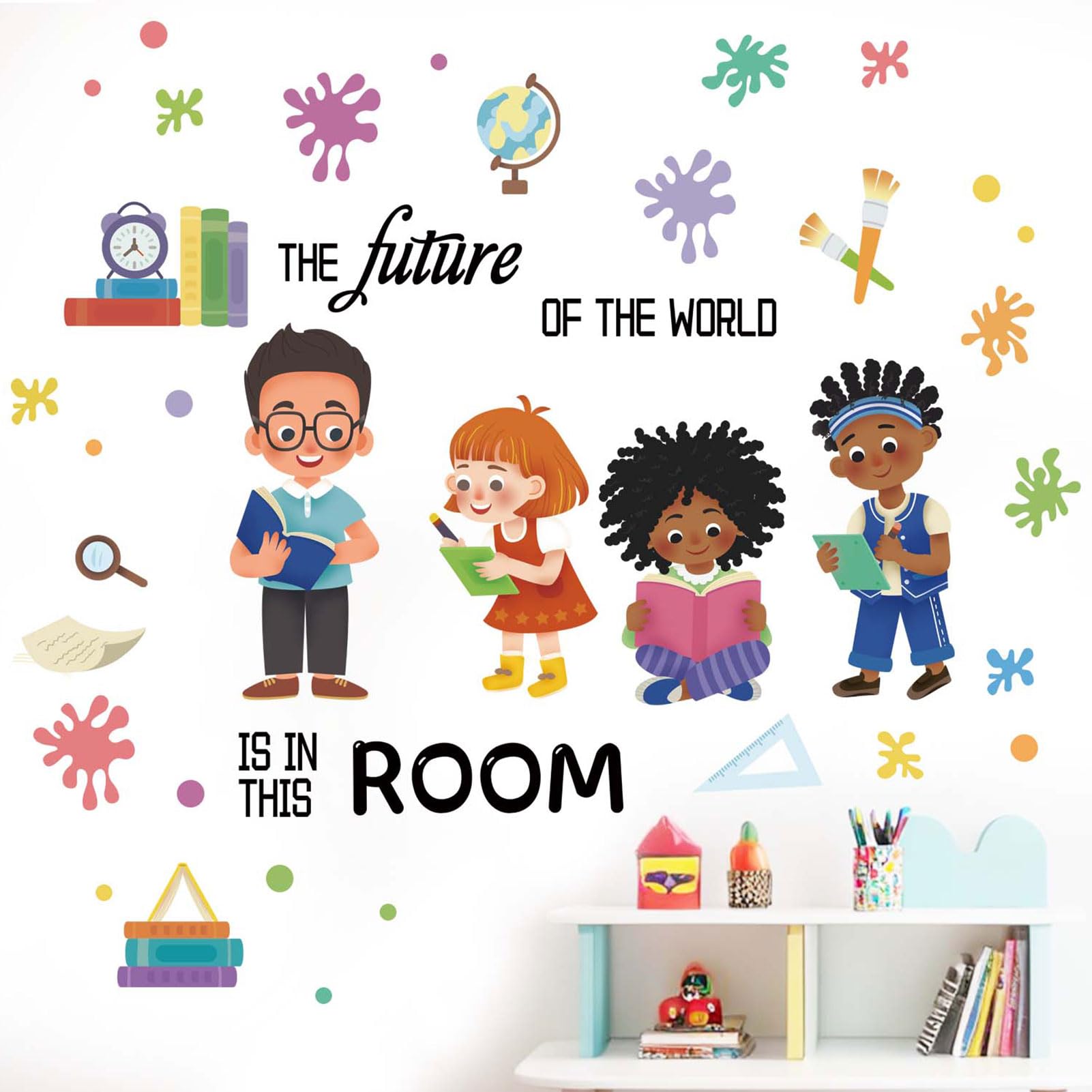 Classroom Reading Wall Stickers for Kids: Peel and Stick Inspirational Quotes Book Read Wall Decals - Wall Decor Art Kids Supplies Ages 1-12 Years
